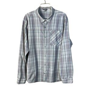Toad & Co Long Sleeve Vented Fishing Shirt Gray Plaid Men's XL Roll Tab Sleeves